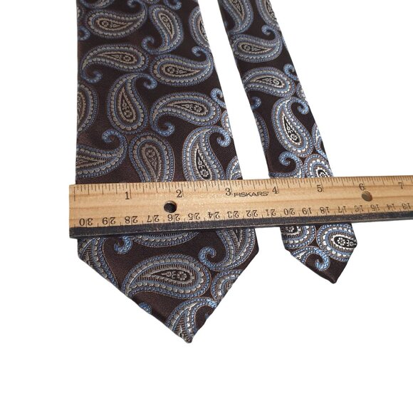 Michael Kors Mens Paisley Silk Tie Brown Blue Elegant Necktie - Picture 3 of 5